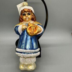 Christopher Radko Blown Glass Christmas Ornament Blue Caroline Music Girl